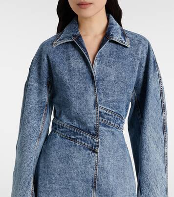 Asymmetric denim coat | Alaïa