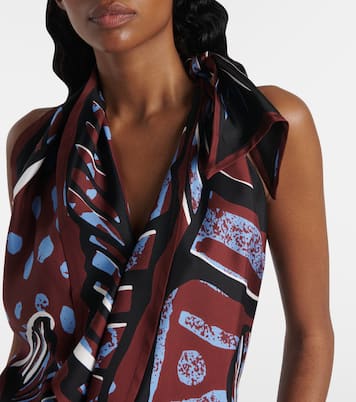 Printed halterneck silk twill top | Bottega Veneta