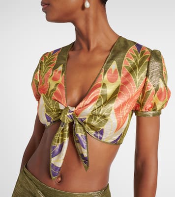 Printed silk-blend crop top | Valentino