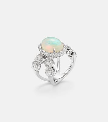 Ring Reign Supreme aus 18kt Weißgold (750/1000) mit Diamanten und Opal | Yeprem