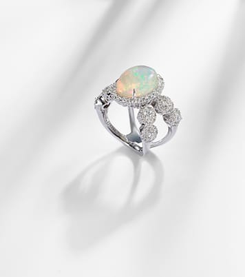 Ring Reign Supreme aus 18kt Weißgold (750/1000) mit Diamanten und Opal | Yeprem