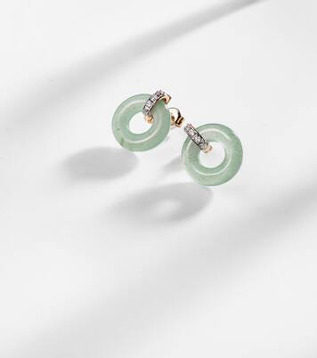 Ohrringe aus Jade mit 14kt Gelbgold (585/1000) und Diamanten | Mateo