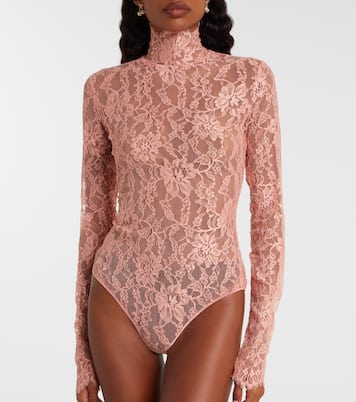 高领蕾丝连体紧身衣 | Valentino