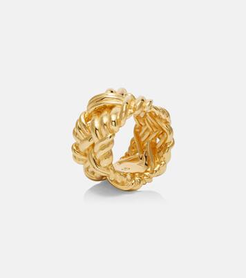 Bague Intreccio en argent sterling plaqué or | Bottega Veneta