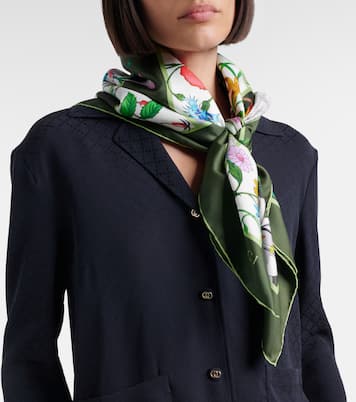 Printed silk twill scarf | Gucci