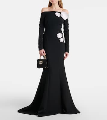 Rory floral-appliqué crêpe gown | Safiyaa