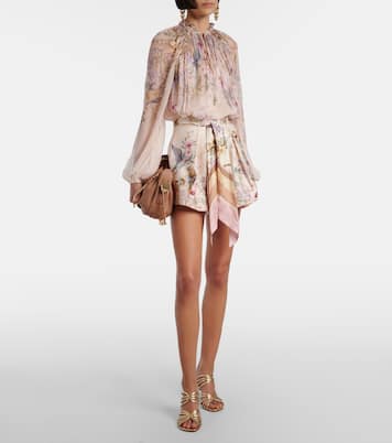 Rebellion printed silk and cotton shorts | Zimmermann