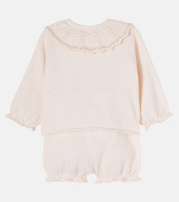 Baby ruffled cotton and cashmere playsuit | Chloé Kids
