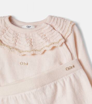 Baby ruffled cotton and cashmere playsuit | Chloé Kids