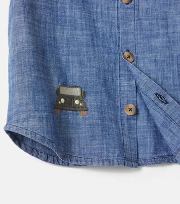 Ludon embroidered cotton bowling shirt | Donsje