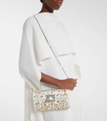 Efflorescence embellished satin clutch | Roger Vivier
