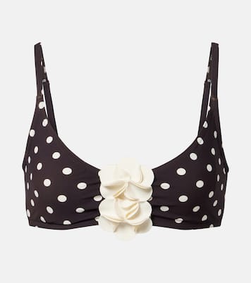 Floral-appliqué polka-dot bikini top | Karla Colletto