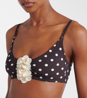 Floral-appliqué polka-dot bikini top | Karla Colletto