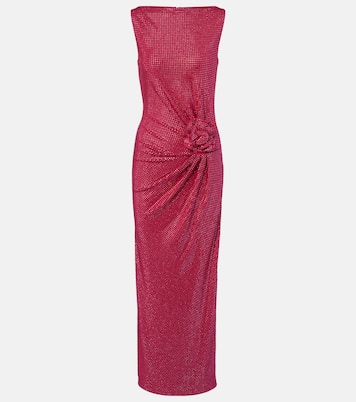 Floral-appliqué embellished gathered maxi dress | Roland Mouret