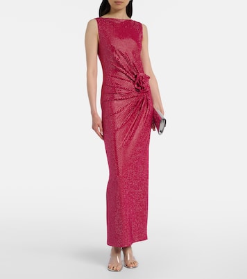 Floral-appliqué embellished gathered maxi dress | Roland Mouret