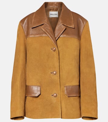 Leather-trimmed suede jacket | Miu Miu