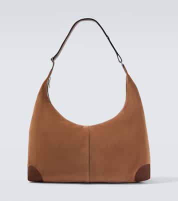 Borsa a spalla in suede con pelle | Brunello Cucinelli