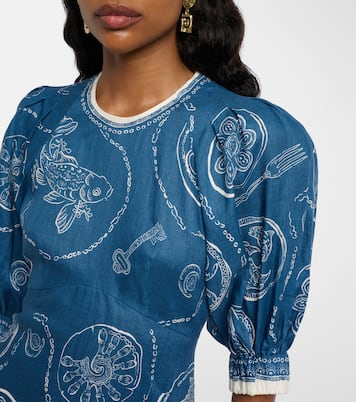 Lucky printed linen midi dress | Alémais