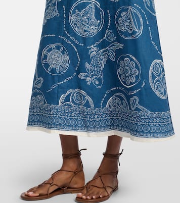 Lucky printed linen midi dress | Alémais