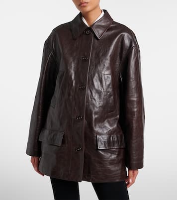 Oversized leather car coat | Balenciaga