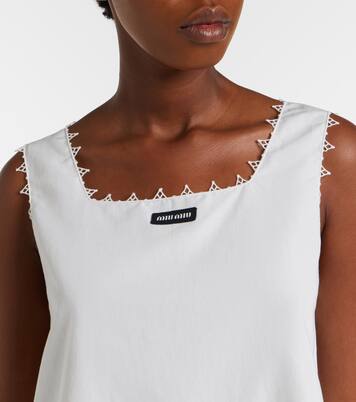 Embroidered cotton and linen minidress | Miu Miu