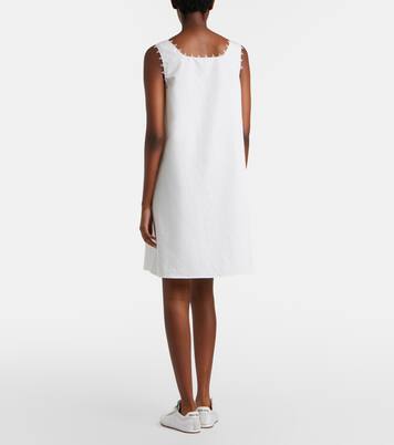Embroidered cotton and linen minidress | Miu Miu