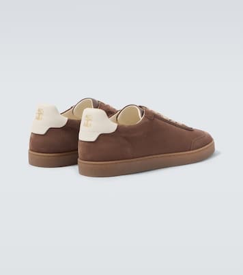 Leather-trimmed suede sneakers  | Brunello Cucinelli