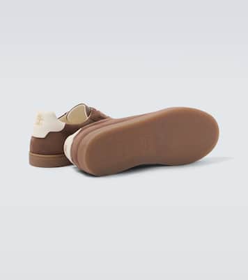 Leather-trimmed suede sneakers  | Brunello Cucinelli