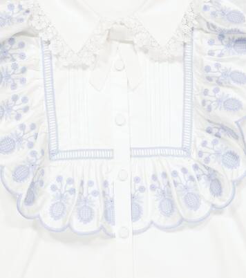 Ruffle-trimmed cotton poplin top | Self-Portrait Kids