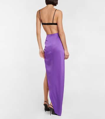 Gonna lunga Ridley in raso drappeggiato | Alex Perry