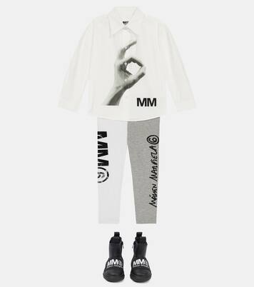 Logo printed cotton shirt | MM6 Maison Margiela Kids
