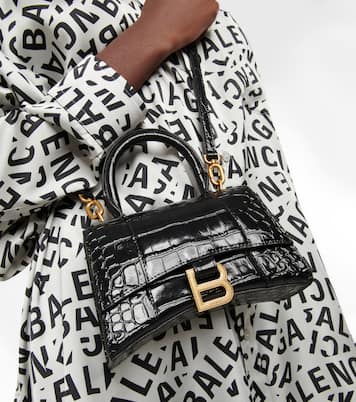 Hourglass XS croc-effect leather crossbody bag | Balenciaga