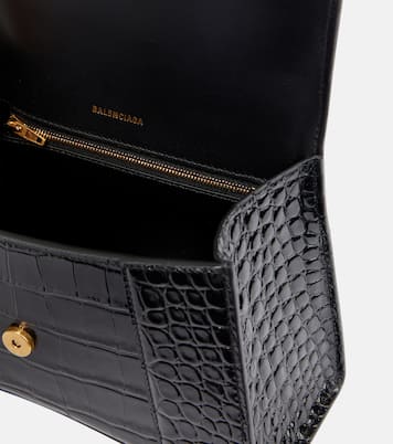 Hourglass XS croc-effect leather crossbody bag | Balenciaga