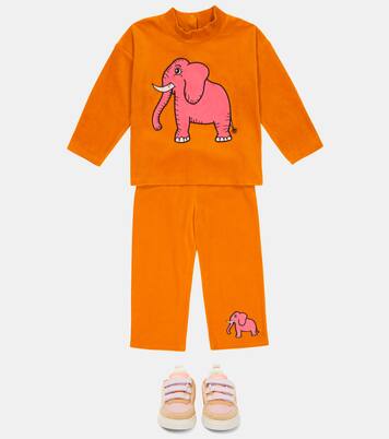 Embroidered velour sweatpants | Mini Rodini