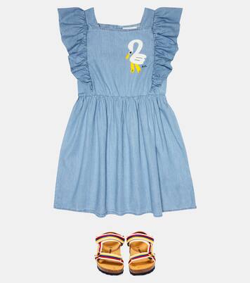 Printed ruffled denim dress | Bobo Choses