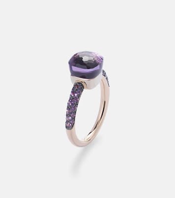 Anillo Nudo Petit en oro rosa y blanco de 18 ct con amatista y jade | Pomellato