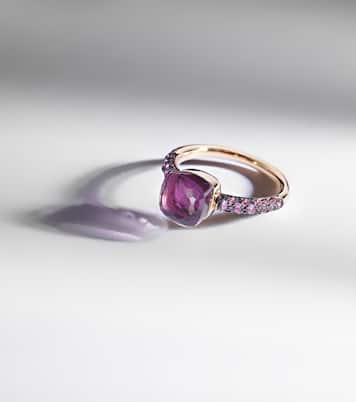 Anillo Nudo Petit en oro rosa y blanco de 18 ct con amatista y jade | Pomellato