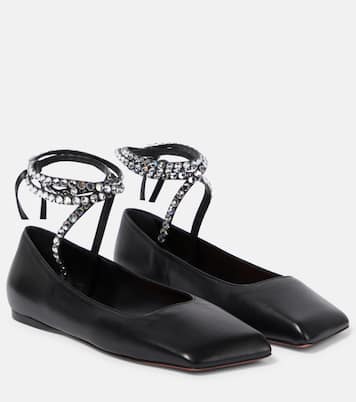 Ane embellished leather ballet flats | Amina Muaddi
