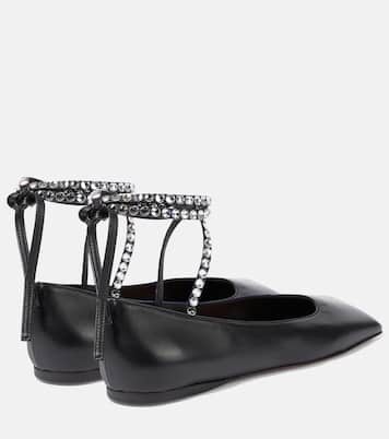Ane embellished leather ballet flats | Amina Muaddi