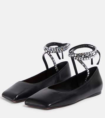Ane embellished leather ballet flats | Amina Muaddi