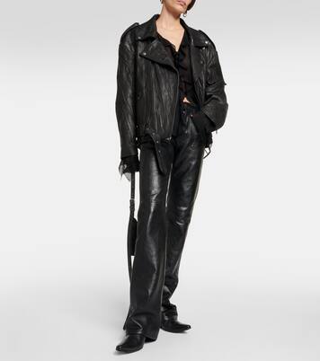 Linor oversized belted leather jacket | Acne Studios