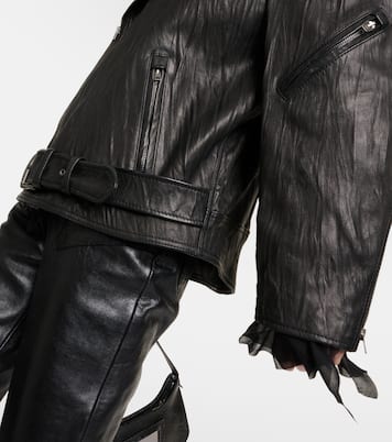 Linor oversized belted leather jacket | Acne Studios