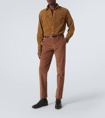 Cotton corduroy straight pants | Slowear