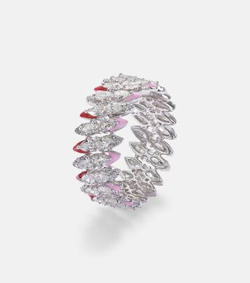 Anello in oro bianco 18kt e smalto con diamanti | Kamyen