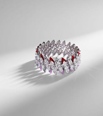 Anello in oro bianco 18kt e smalto con diamanti | Kamyen