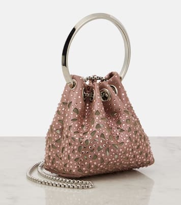 Sac seau Bon Bon Micro en daim | Jimmy Choo