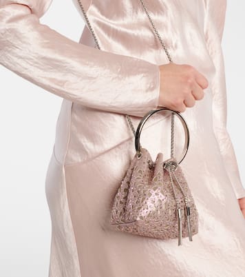 Sac seau Bon Bon Micro en daim | Jimmy Choo