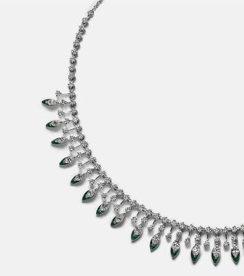 Chocker Drop in oro bianco 18kt con diamanti e smalto | Kamyen