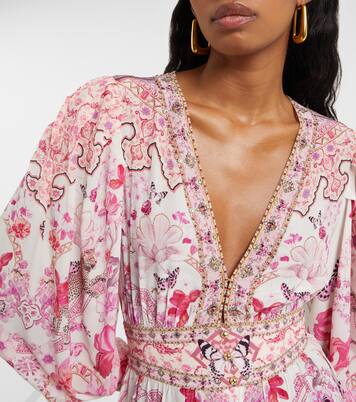 Verziertes Maxikleid aus Seide | Camilla