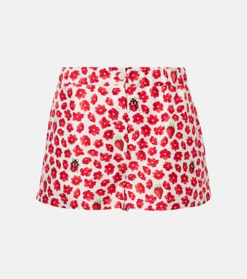 Shorts de sarga de seda floral | Versace